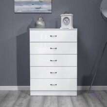 (White, 5 Draw) Chiswick Chest of Drawers Bedside Drawer Cabinets