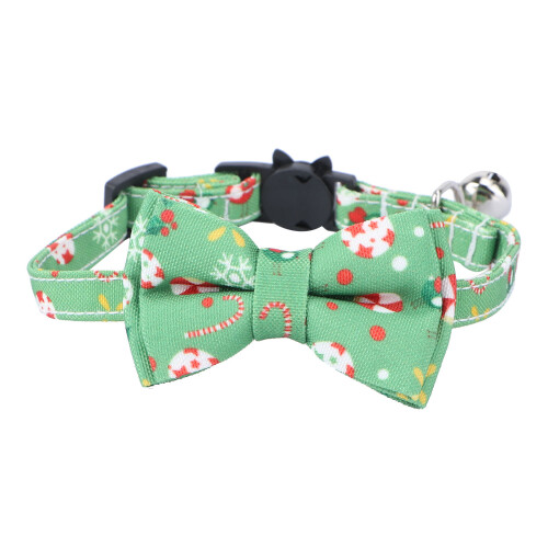 3Pcs Christmas Pet Collar With Bells Bow Tie Adjustable Cat Neck Strap 1