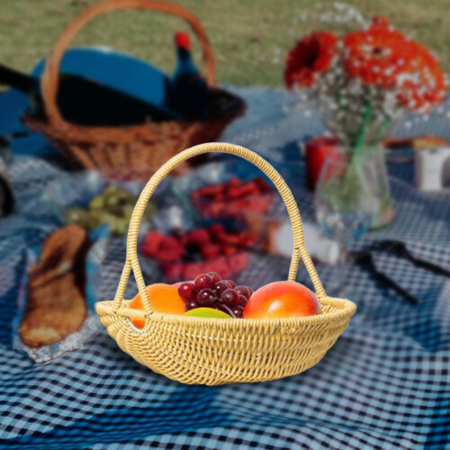 PP Material Picnic Storage Basket Woven Basket Small Size Dining Table Organizer Multipurpose Storage 1
