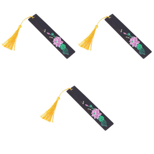 3Teiliges Holz Lesezeichen Mit Libelle Und Quaste Geschenk Set 2