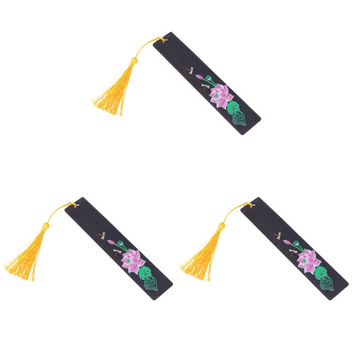 3Teiliges Holz Lesezeichen Mit Libelle Und Quaste Geschenk Set 1