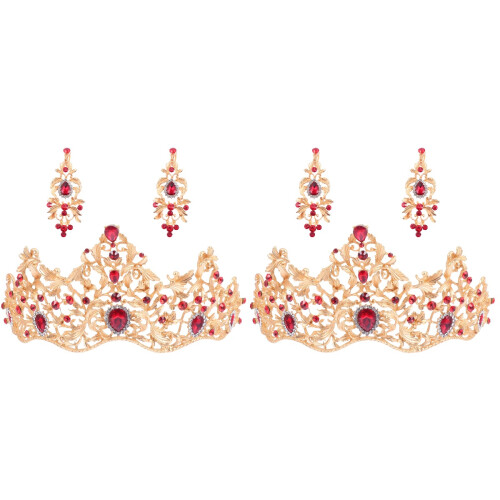 2 Sets Rhinestone Tiara Crown Earring Set 2
