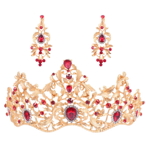 2 Sets Rhinestone Tiara Crown Earring Set 1