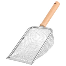 4Pcs Durable Stainless Steel Pet Litter Scoop with Wooden Handle