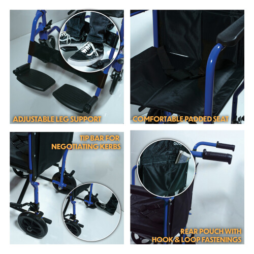 Aidapt Aluminium Compact Transit Chair Blue 2