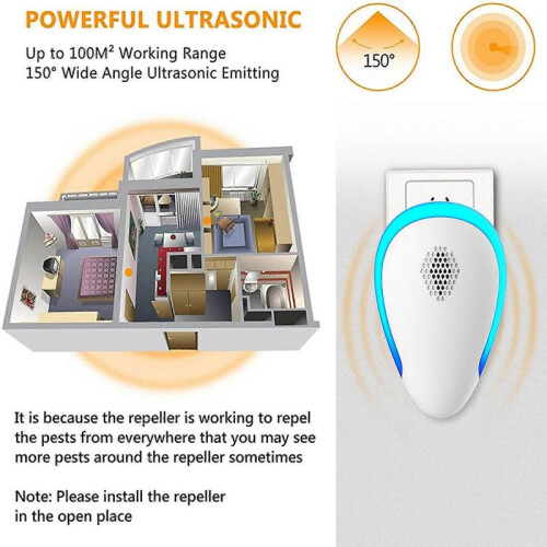 (EU, White) Ultrasonic Pest Repeller Insect Reject Electronic Mouse Rat Mosquito Control Indoor Use 1