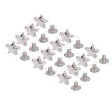 50 Stück Leder-Nieten-Schrauben-Set, 10mm Stern & 4,5mm PH, Silber