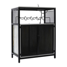 Wine Bar Cabinet with RGB Light and Outlet