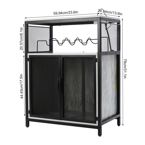 Wine Bar Cabinet with RGB Light and Outlet 1