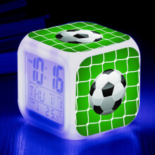 Digital vekkerklokke med fotballtema, snooze-funksjon, stillegående LED-vekkerklokke, fargerikt nattlys, multifunksjonelt display for barn og elever