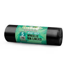 Ecobag Black 5 Pack Eco-Friendly Wheelie Bin Liners 1194 x 1325 mm 240L 18 Microns Heavy Duty Leak Resistant
