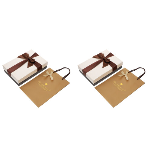 2Sets Beige Geschenkverpackung Valentinstag Edle Papierbox 2