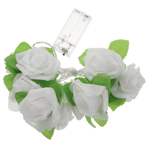 3Sets Battery-Powered White Rose Design LED String Lights for Parties 1