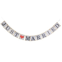 2Stk Just Married Papierschiffchen Fahne Weiß
