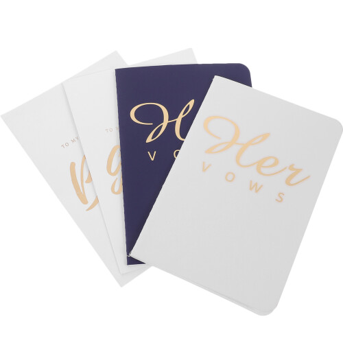 4Sets Elegant White Wedding Vows Books Paper Cards for Couples 1
