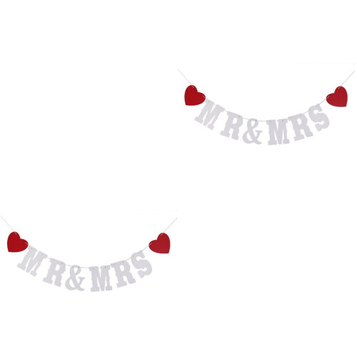 2Stk. Hochzeitsfähnchen Banner Partydekoration 2