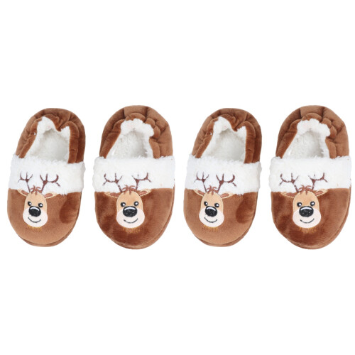 2 Paar Kinder Winter Hausschuhe Mit Elchmuster 17/18 1