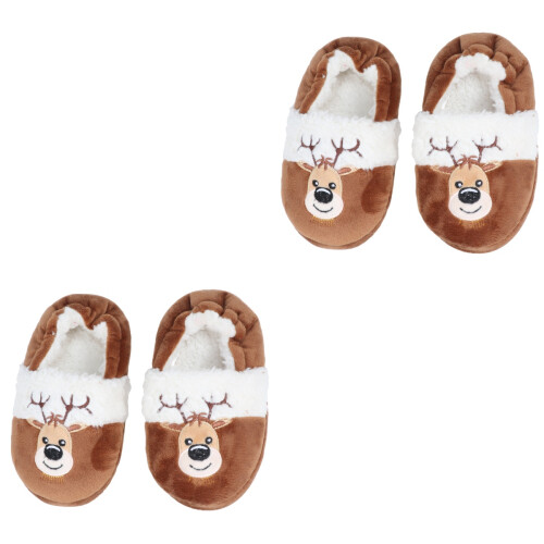 2 Paar Kinder Winter Hausschuhe Mit Elchmuster 17/18 2