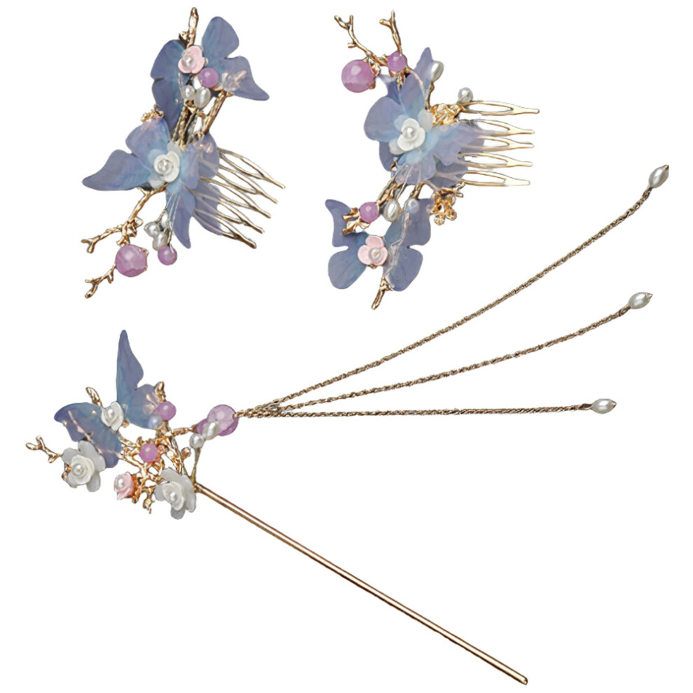 4 Sets Chinese Stijl Pompom Haarstokjes Kam Speldjes Voor Vrouwen-image