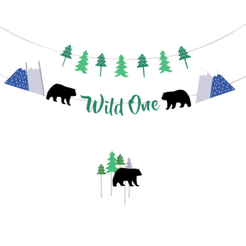 21 Grün Wald Wild Eins Party Set Mit Und Toppings