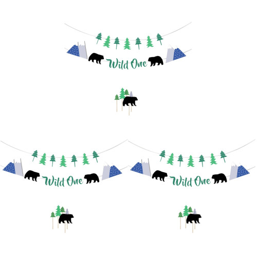 21 Grün Wald Wild Eins Party Set Mit Und Toppings 1