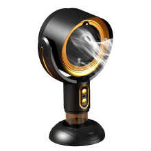 USB Rechargeable Desktop Range Hood Kitchen 3000mAh Exhaust Fan 2Speed Control Removable Oil Filter Cup Black Gold