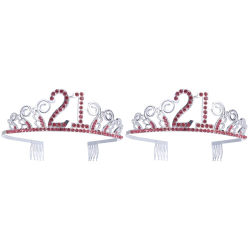 2 Unidades Tiara De Cristal Vermelha Para 1