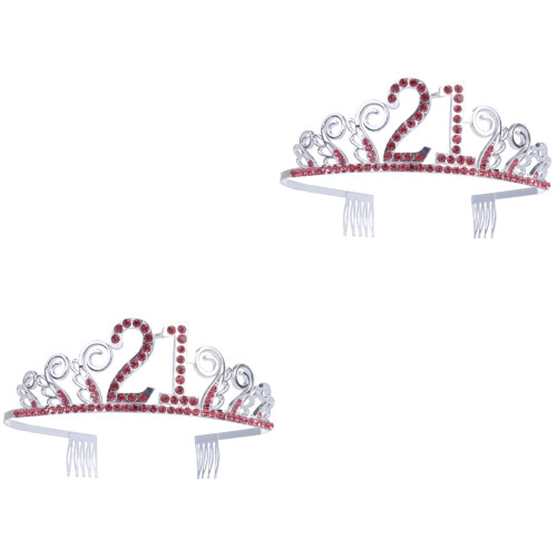 2 Unidades Tiara De Cristal Vermelha Para 2