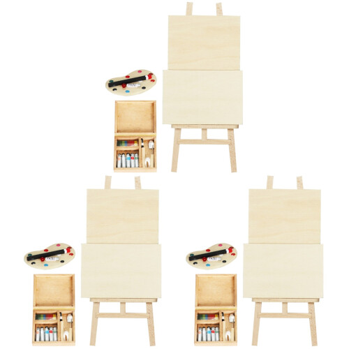 3Sets Assorted Color Miniature Easel with Mini Painting Board Decor 1