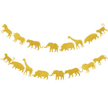 6 Party Banner Dschungeltier Thema Für Kinder Gold