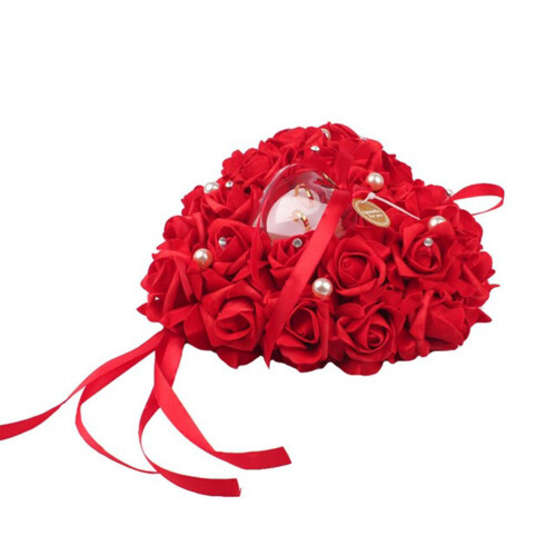 2Stück Rosenherz Ringbox Mit Band Rot