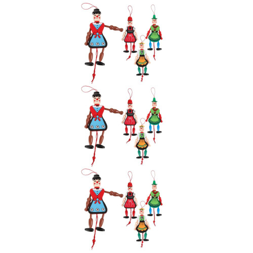 12 Pcs Wood Hanging Pull String Puppets With Movable Hands And Feet 1