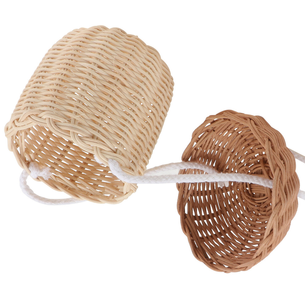 2 Pcs Mini Purse Portable Kids Bag Rattan Basket Woven Cross-Body 3542459279936