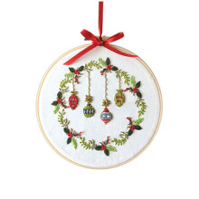 Doe-het-zelf borduurpakket voor kerstkruissteek, beginnerspakket met patroon voor kerstversieringen, instructies, borduurring, katoenen stof en