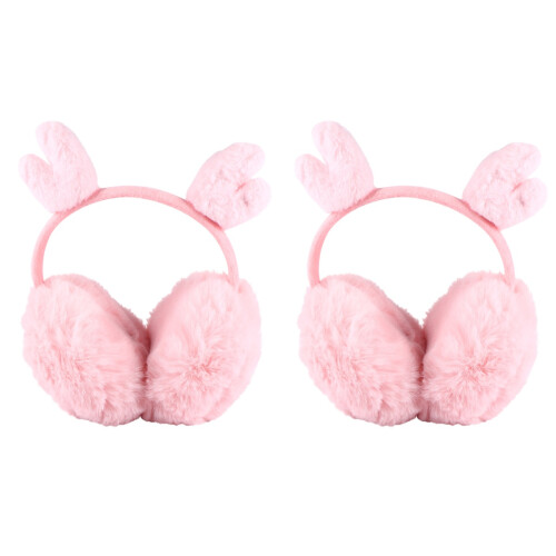 2pcs Foldable Reindeer Antlers Plush Ear Muffs 1