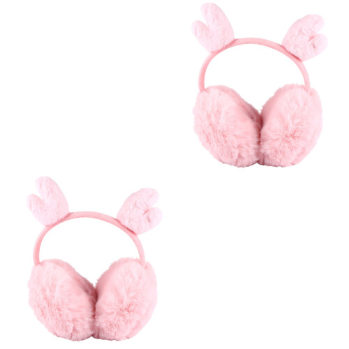 2pcs Foldable Reindeer Antlers Plush Ear Muffs 2