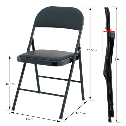 Charles Jacobs (6) Charles Jacobs Folding Chair Cushioned PU Office Reception Padded Black Frame 1