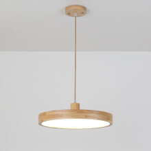 Chandeliers Modern LED Pendant Light Round Wood Pendant Lighting Acrylic Lampshade 30cm 3000K Adjustable