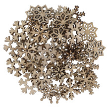 150Pcs Creative Wooden Snowflake Pieces for DIY Handmade Beige Decor