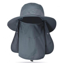 (Dark Gray) Fishing Hat For Men & Women, Outdoor Uv Sun Protection Wide Brim Hat With Face Cover & Neck Flap