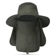 (ArmyGreen) Fishing Hat For Men & Women, Outdoor Uv Sun Protection Wide Brim Hat With Face Cover & Neck Flap