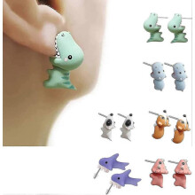 (as show, hippo) Cute Animal Bite Earrings - Dinosaur And Shark Stud Earrings