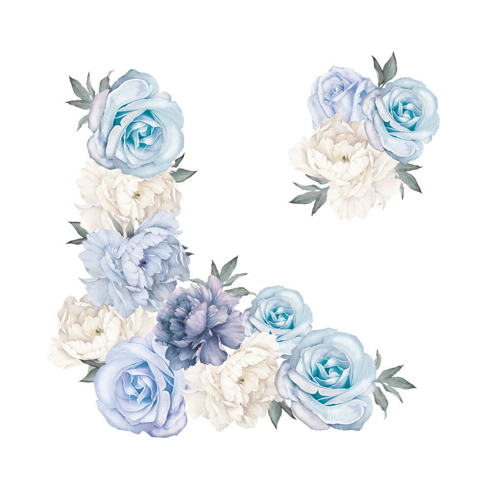 Peony Rose Flowers Wall Sticker, Romantic Floral Patterns for Decorating Your Home Bedroom and Nursery Room, Removable Wall Art with No Damage to Wall