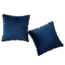 Decor canapea în stil rustic, fețe de pernă pătrate din catifea moale, design decorativ cu pompoane și fermoar invizibil (45x45 cm)