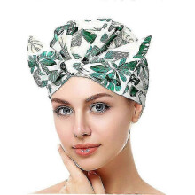 (leaf) Luxury Shower Cap for Women Waterproof Reusable Shower Cap for Long Hair Fashionable Shower Cap