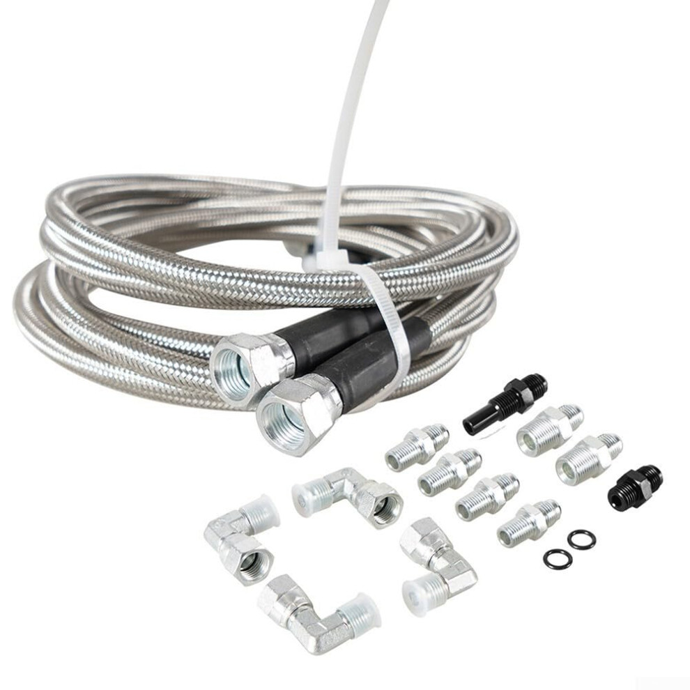 Flexible Transmission Cooler Hose Kit 6An Stainless Steel Compatible With 4L60e 4L80e Th350 Th400 Aod 4R100 4R70w 9339159510216