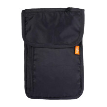 Travel Neck Bag Waterproof AntiTheft Passport Organizer With Phone Pocket Black White