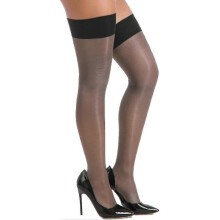 (Grey) Womens Shiny Oil Hold Up Stockings Thigh High Silk Long Socks Pantyhose Underwear Clubwear