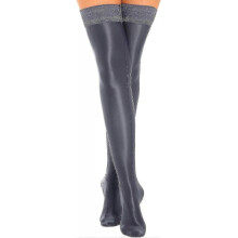 (3 Dark Grey) Womens Shiny Oil Hold Up Stockings Thigh High Silk Long Socks Pantyhose Underwear Clubwear