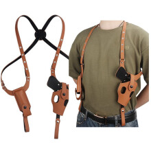 Tactical Concealed Gun Holster Leather Shoulder Underarm Pistol Carry Pouch Tan